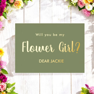 Invitation En Aluminium Fille Fleur Robe Vert Sage Demoiselle d'Honneur Pr