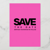 Invitation En Aluminium Fille moderne Hot rose 80 et stupéfiant (Verso)