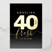 Invitation En Aluminium Fille moderne vert brillant 40 et frais (Recto)