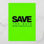 Invitation En Aluminium Fille moderne vert brillant 40 et frais (Verso)