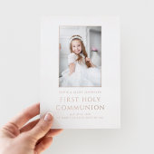 Invitation En Aluminium Fille Photo Première Sainte Communion Rose Or