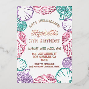 Invitation En Aluminium Filles Coquillages Anniversaire