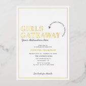 Invitation En Aluminium Filles Getaway Bachelorette Weekend Gold (Recto)