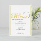 Invitation En Aluminium Filles Getaway Bachelorette Weekend Gold (Debout devant)