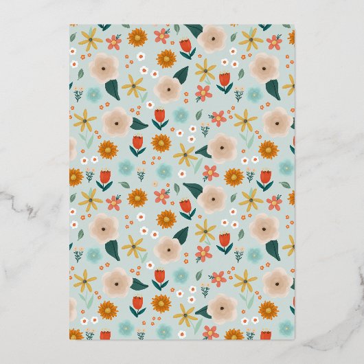 Invitation En Aluminium Filles mignonne Élégant Fleur sauvage Floral Baby (Verso)