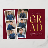 Invitation En Aluminium Film moderne Bourgogne 6 Photo Graduation Party (Recto)