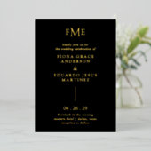 Invitation En Aluminium Fiona Black Bold Monogramme Mariage moderne (Debout devant)