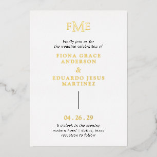 Invitation En Aluminium Fiona Bold Monogramme Mariage moderne