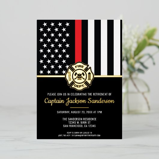 Invitation En Aluminium Firefighter Fire Department Retirement Fireman (Debout devant)