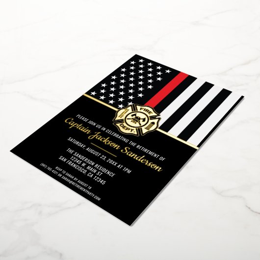 Invitation En Aluminium Firefighter Fire Department Retirement Fireman (Rotation)