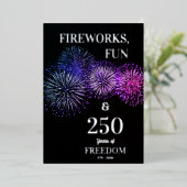 Invitation En Aluminium Fireworks, Fun, Freedom 250th 4th of July (Debout devant)
