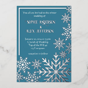 Invitation En Aluminium Flacon de neige en feuille de mariage d'hiver sur