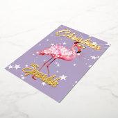 Invitation En Aluminium Flamant de Noël Étincelle Violet (Rotation)