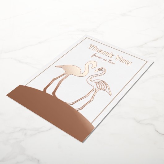 Invitation En Aluminium Flamant rose Couple Mariage Merci plat (Rotation)