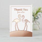 Invitation En Aluminium Flamant rose Couple Mariage Merci plat (Debout devant)
