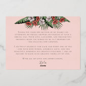 Invitation En Aluminium Flamant rose hawaïen & Hibiscus Merci rose et or (Verso)