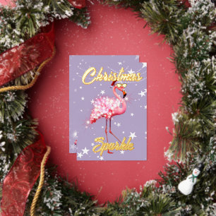 Invitation En Aluminium Flamingo de Noël Étincelle Violet