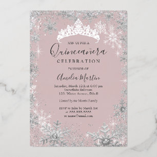 Invitation En Aluminium Fléau de neige blanc Silver Quinceanera