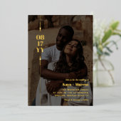 Invitation En Aluminium Flèches d'or & Date Photo Mariage Gold (Debout devant)