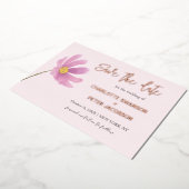 Invitation En Aluminium Fleur Aquarelle Cosmos Rose Enregistrer La Date (Rotation)