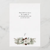 Invitation En Aluminium Fleur blanche d'hiver et sapin Noël (Verso)