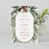 Invitation En Aluminium Fleur blanche d'hiver et sapin Noël (Debout devant)