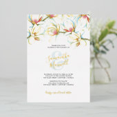 Invitation En Aluminium Fleur d'aquarelle Magnolia blanc Mariage Foil Invi (Debout devant)
