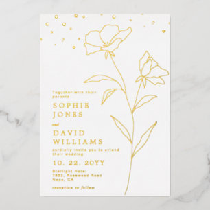 Invitation En Aluminium Fleur d'art en ligne botanique Mariage élégant rée