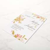 Invitation En Aluminium Fleur de Bleu délicate et Mariage de Fleur d'Or (Rotation)