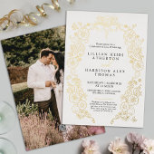 Invitation En Aluminium Fleur de lis mariage noir blanc