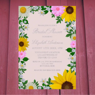 Invitation En Aluminium Fleur de soleil rustique Fête des mariées florale