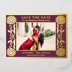 Invitation En Aluminium Fleur de souci en feuille d'or Save The Date indie