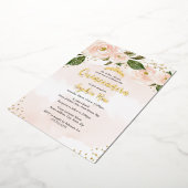 Invitation En Aluminium Fleur d'or rose pâle Tiara Quinceanera (Rotation)