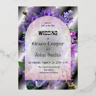 Invitation En Aluminium Fleur romantique avec arrière - plan noir et blanc