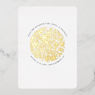 Invitation En Aluminium Fleur ronde minimaliste glamour Enregistrez la dat