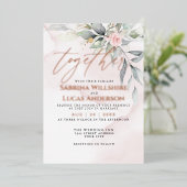 Invitation En Aluminium Fleur rose  (Debout devant)