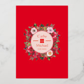 Invitation En Aluminium Fleur rouge fleurie rouge mariage chinois (Verso)