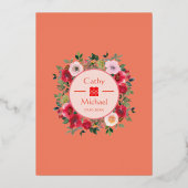 Invitation En Aluminium Fleur rouge orangée fleurie mariage chinoise (Verso)