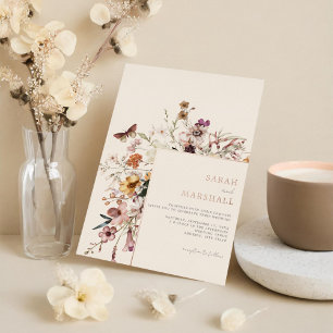 Invitation En Aluminium Fleur sauvage Boho minimaliste Mariage Floral