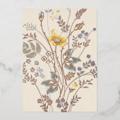 Invitation En Aluminium Fleur Sauvage Botanique Élégante Dorée (Recto)