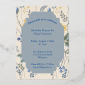 Invitation En Aluminium Fleur Sauvage Botanique Élégante Dorée (Verso)