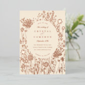 Invitation En Aluminium Fleur sauvage brodé   Floral Meadow Rose (Debout devant)