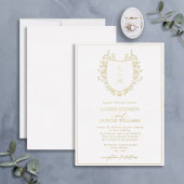 Invitation En Aluminium Fleur sauvage classique Monogram Crest Mariage Gol