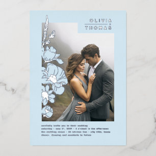 Invitation En Aluminium Fleur sauvage Elegant Dusty Blue Mariage photo