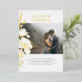 Invitation En Aluminium Fleur sauvage Élégant photo Mariage moderne (Debout devant)