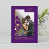 Invitation En Aluminium Fleur sauvage Élégant romantique violet Mariage ph (Debout devant)