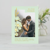 Invitation En Aluminium Fleur sauvage Élégant vert clair Mariage photo (Debout devant)