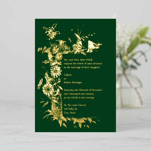 Invitation En Aluminium Fleur sauvage Frame Frontière Mariage Foil Invitat (Debout devant)