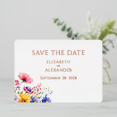 Invitation En Aluminium Fleur sauvage Garden Wedding Enregistrer la date (Debout devant)