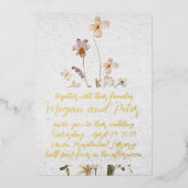 Invitation En Aluminium Fleur sauvage Gold Foil Calligraphie Art style (Recto)